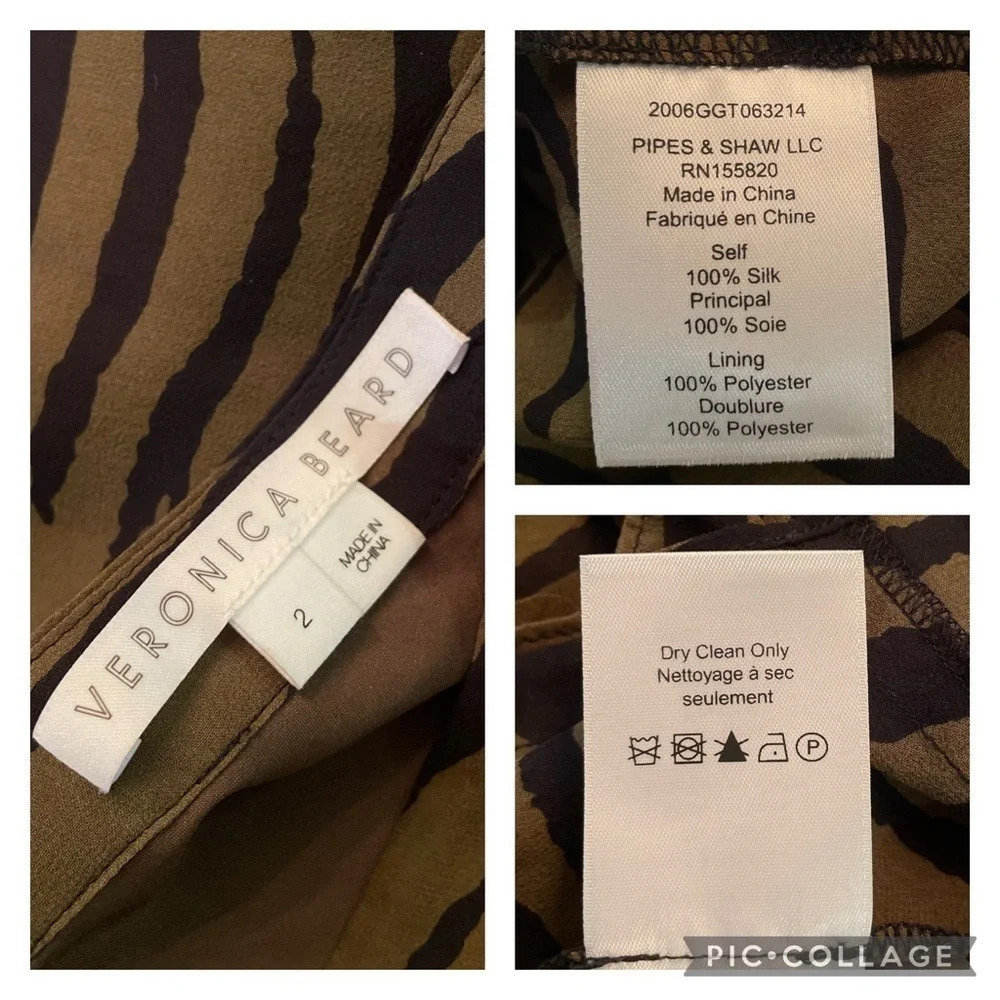 Veronica Beard Olive Green Serence Zebra Silk Maxi Thigh High Slit Skirt - Picture 2 of 12